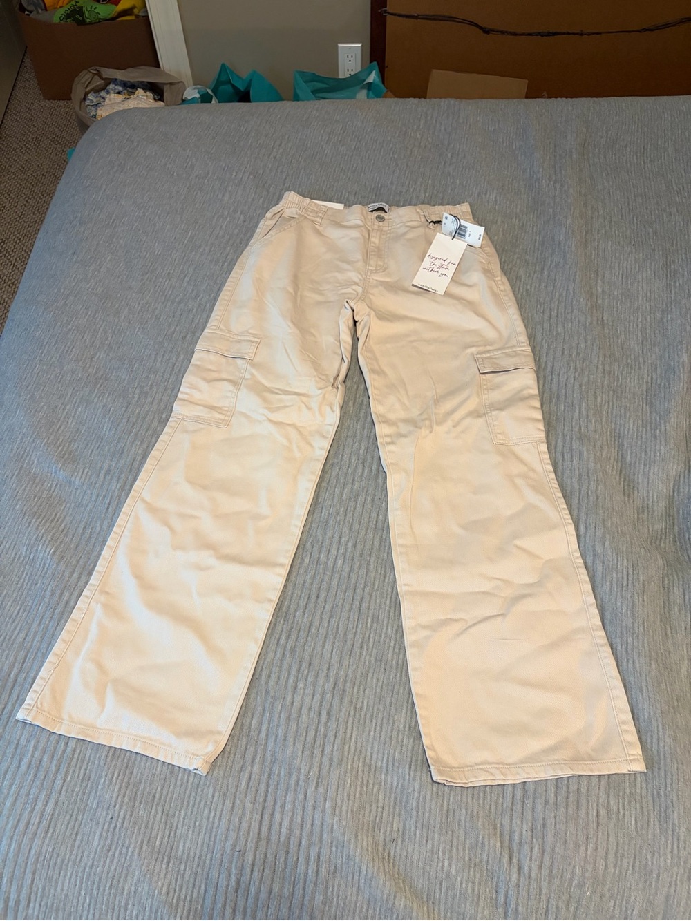 NWT Belk Vanilla Star Cream/Off-White Twill Utility Wide Leg Pants, Size 7
